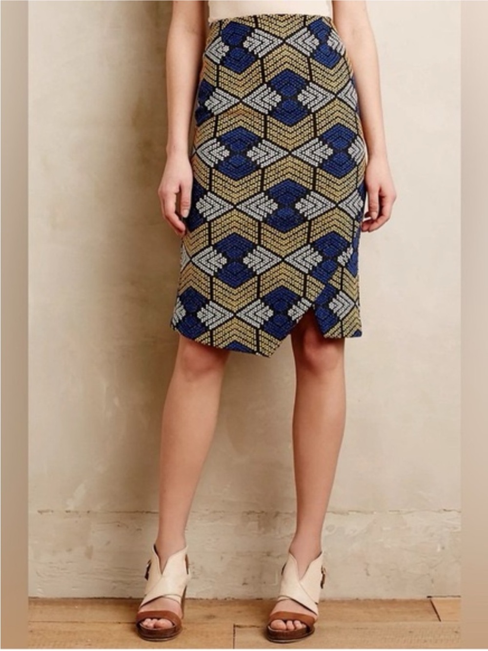 Anthropologie Maeve Kanara Textured Stretchy Knit Pencil Skirt Sz 2